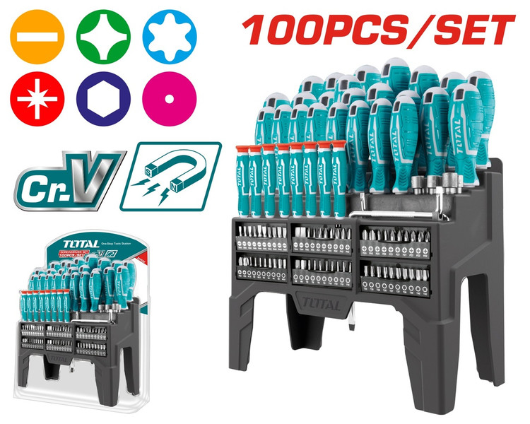 ست پیچ گوشتی مجموعه 100 عددی توتال مدل THT2506100